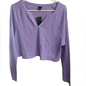 Wild Fable Purple Cropped V-Neck Blouse
